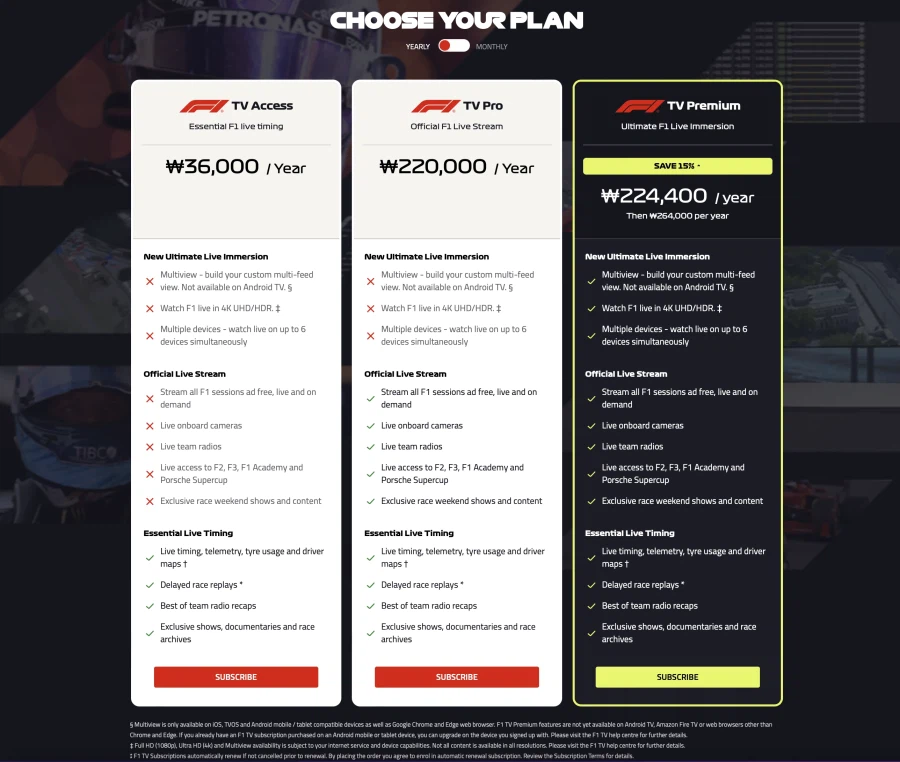 F1TV Premium 1년 구독