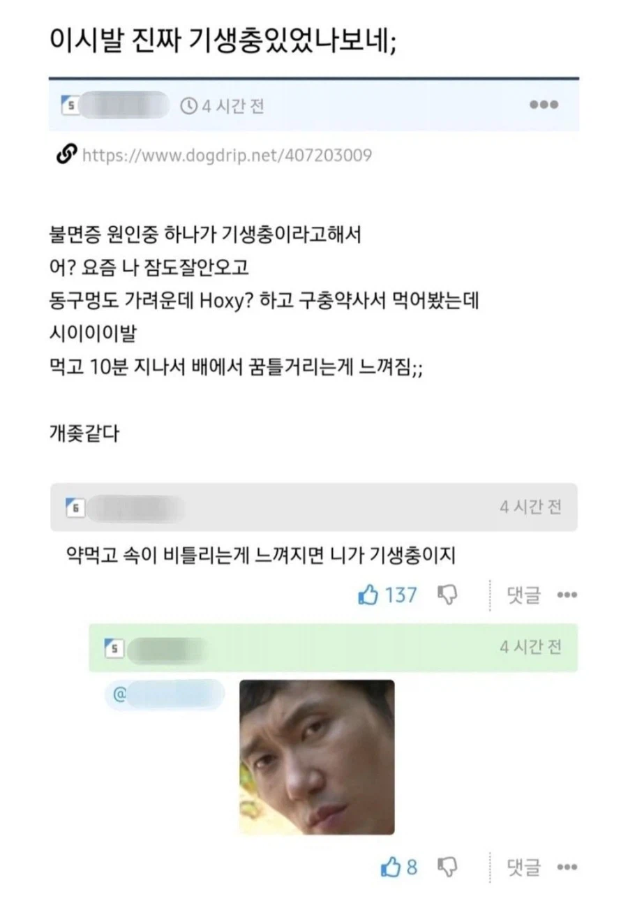 구충제 먹은뒤에 알게된 소름돋는 기생충._1.webp