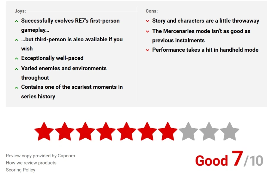 NS2 바이오하자드 빌리지 리뷰 점수, 메타크리틱 등재 및 플레이 영상_1.webp