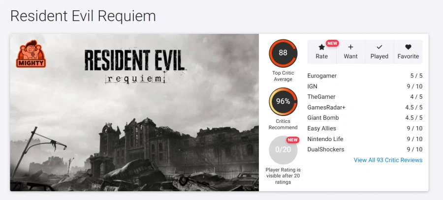 바이오하자드 레퀴엠 오픈크리틱 등재_1.webp