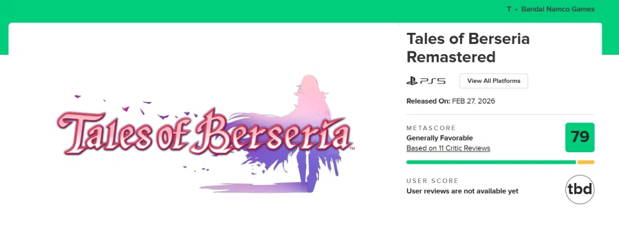 테일즈 오브 베르세리아 리마스터 메타크리틱 & 오픈크리틱 등재_2.webp