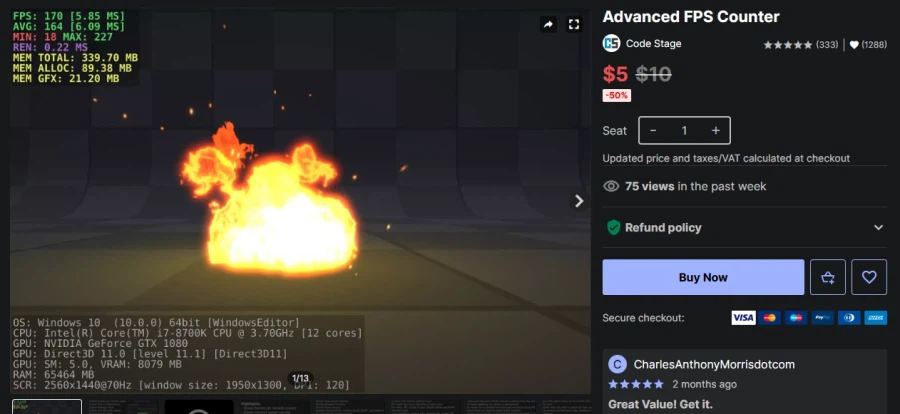 [에셋스토어] (무료) Advanced FPS Counter_1.webp