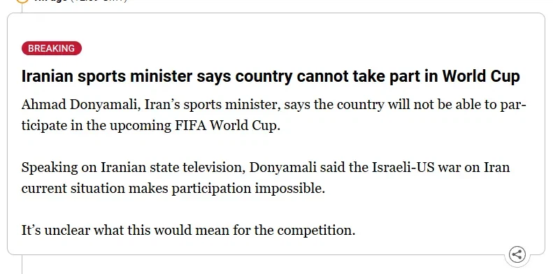 (속보) 이란, 피파에 월드컵 출전 불가 통보_1.webp