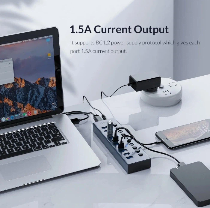 [알리] 오리코 알루미늄 7포트 USB 허브 (20,30달러/무료)_3.webp