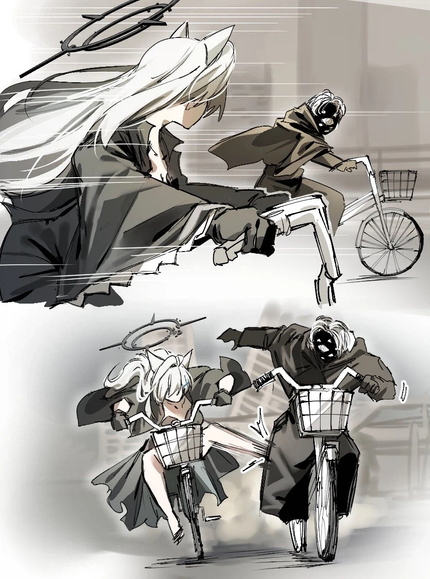 블루아카) 자전거를 타고 싸우는 쿠로코와 지붕이.manga_1.webp