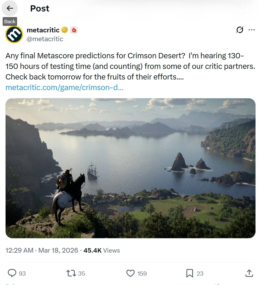 일부 비평가의 붉은사막 테스트 플레이시간은 150시간 오버하고 있다._1.webp