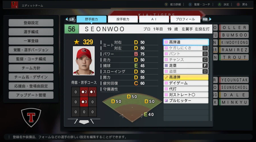 [프로야구스피리츠2026] 기아타이거즈 KBO 구단 영문 풀로스터 업로드_6.webp