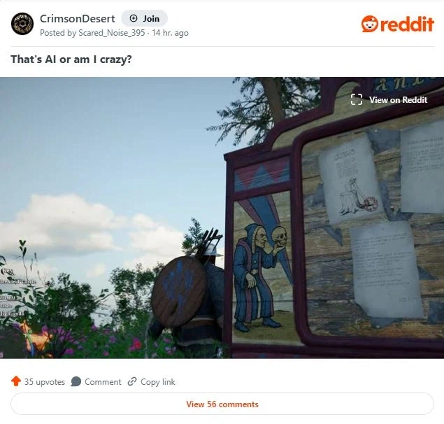 붉은사막 플레이어들이 생성형 AI 쓰레기 아트를 발견_2.webp