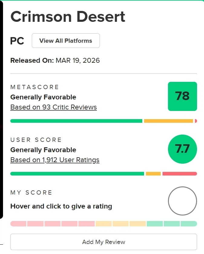 붉은사막 메타크리틱 유저 스코어 - 7.7_1.webp