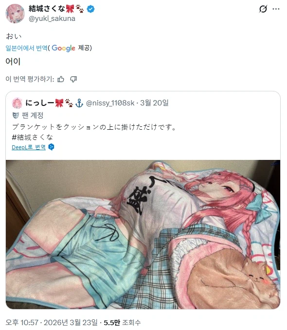 버튜버) 쿠션과 담요로 가슴을 만든 사람_2.webp