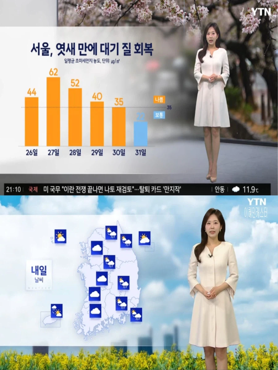 내일, 대체로 흐려(동쪽 중심 봄비, 초미세먼지 나쁨,당분간 한낮 포근)_7.webp