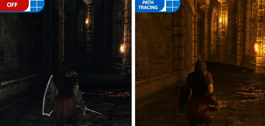 다크소울 2 원본, 패스트레이싱 비교_5.webp