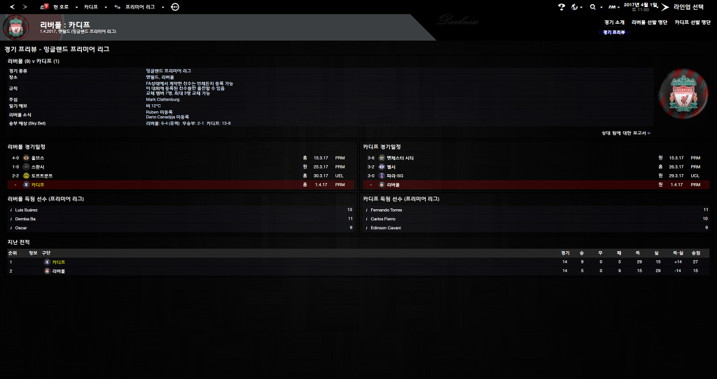 FM2013 - 카디프시티 ①⑦ 연재 재개 2017시즌 무패행진의 끝은?_65.jpg
