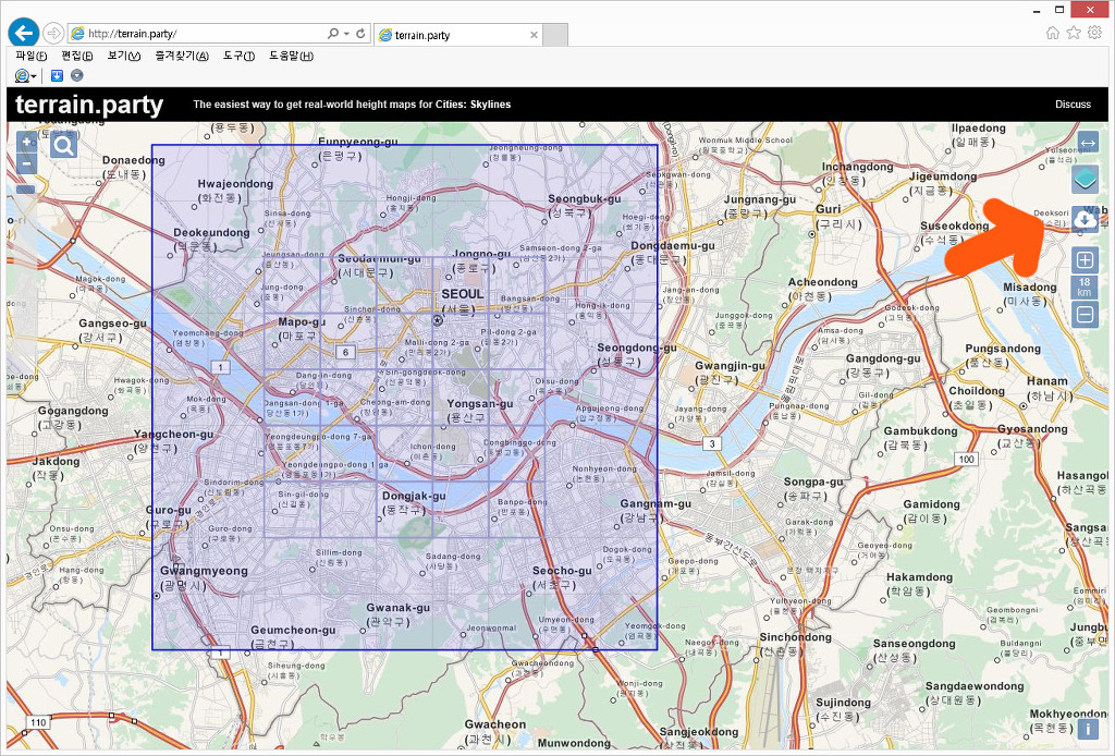 실제지도에서 지형과 도로를 가져오는 모드_3.jpg