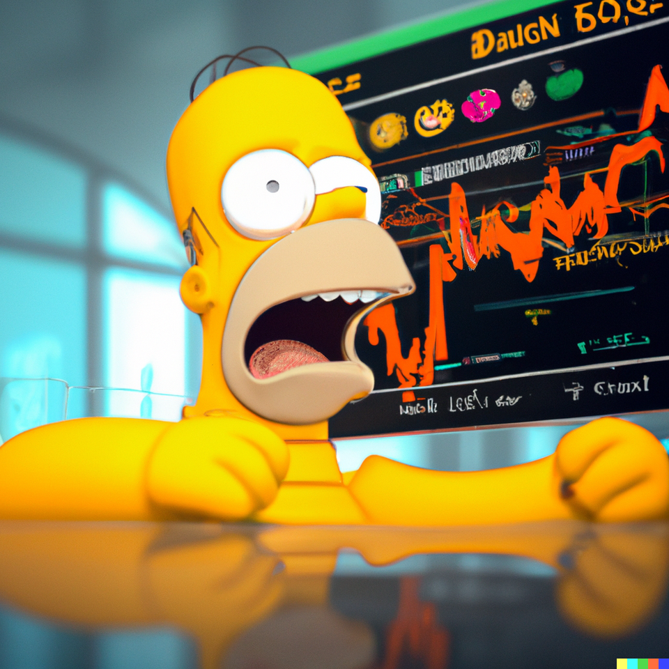 AI그림 비트코인 하락에 반응하는 호머심슨