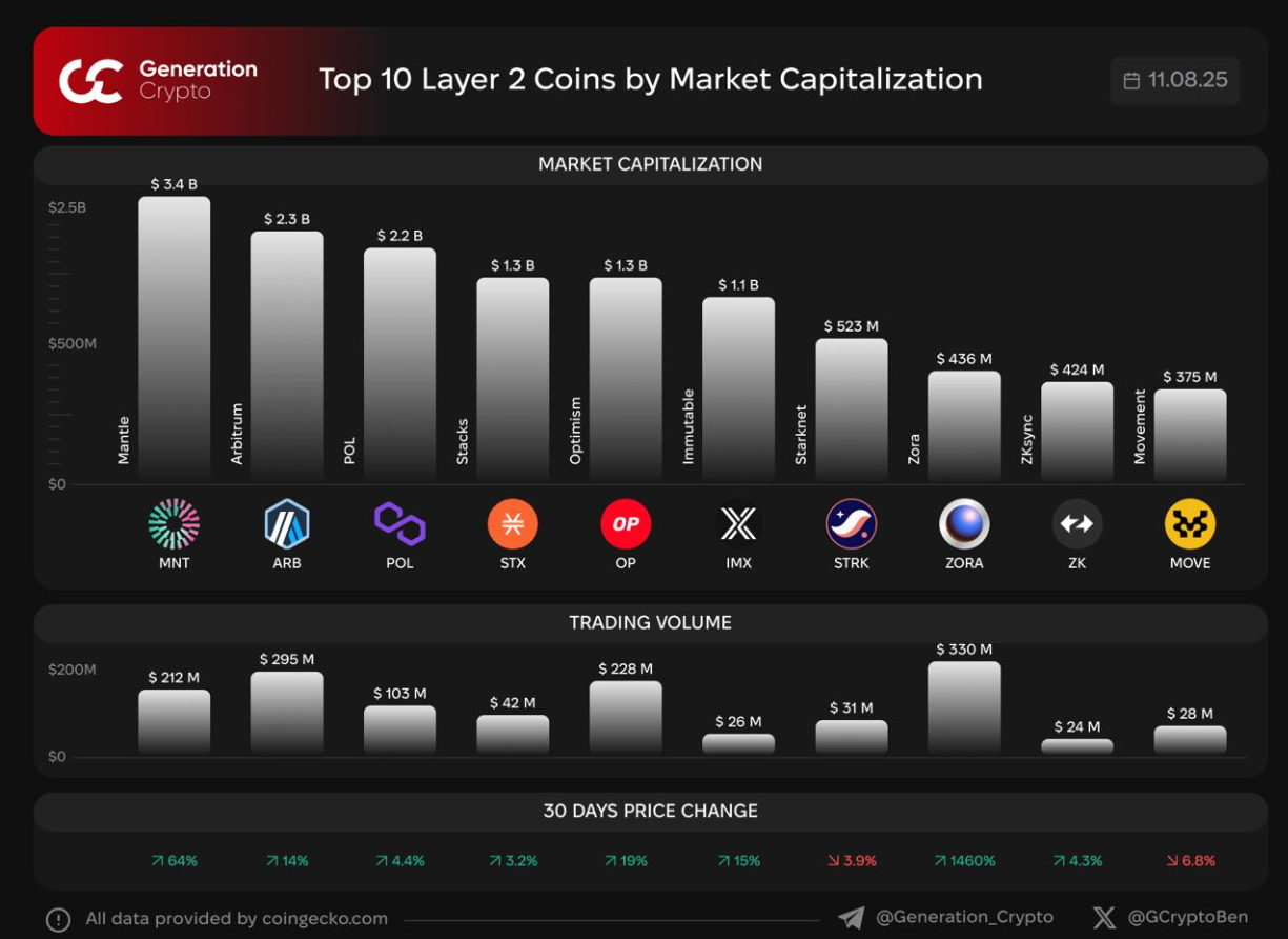 레이어2 코인 순위 갱신됨