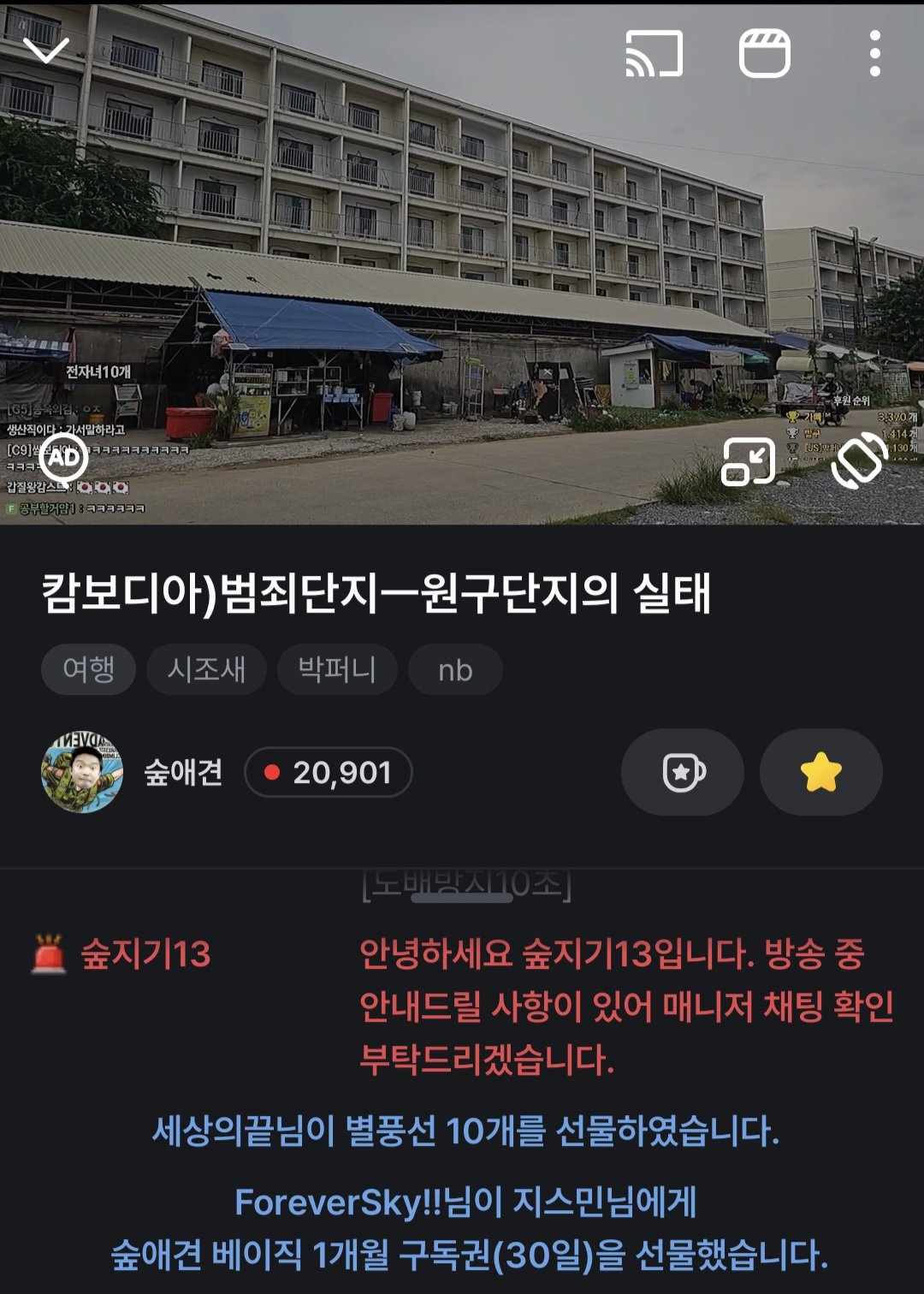 인방캄보디아로 간 Bj 근황