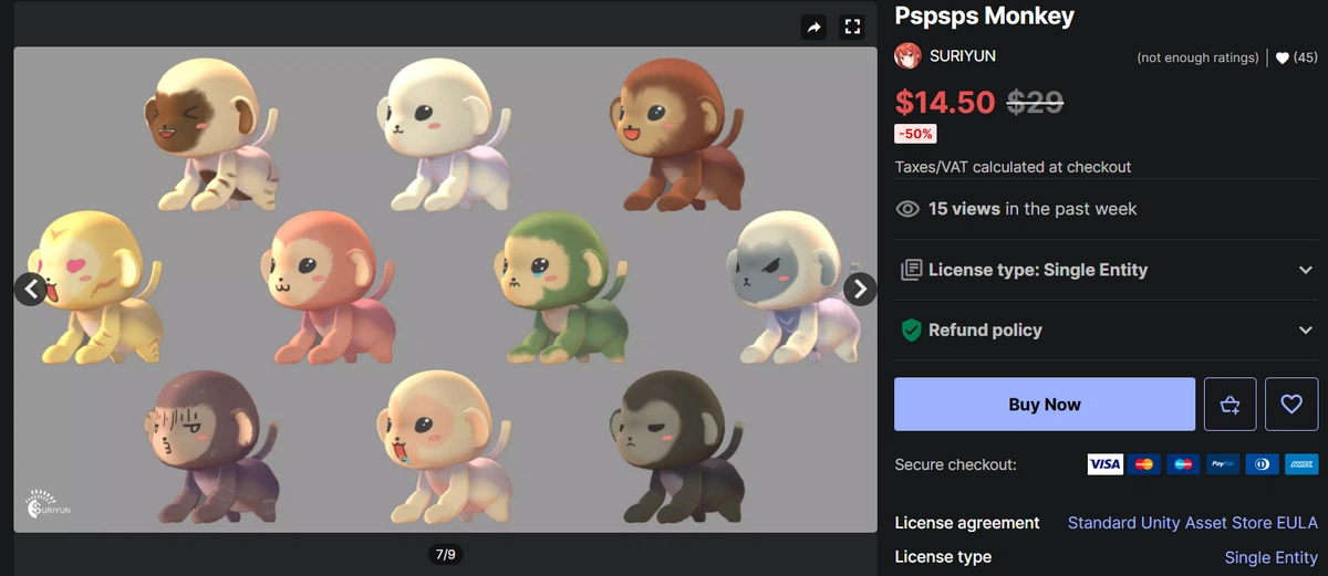 [에셋스토어] (무료) Pspsps Monkey